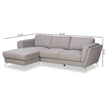 Baxton Studio Mirian Modern and Contemporary Grey Fabric Sectional Sofa with Left Facing Chaise 182-11555-Zoro